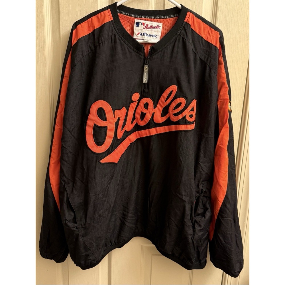 Baltimore Orioles Quarter-Zip Pullover AUTHENTIC Majestic MLB Collection ADULT
